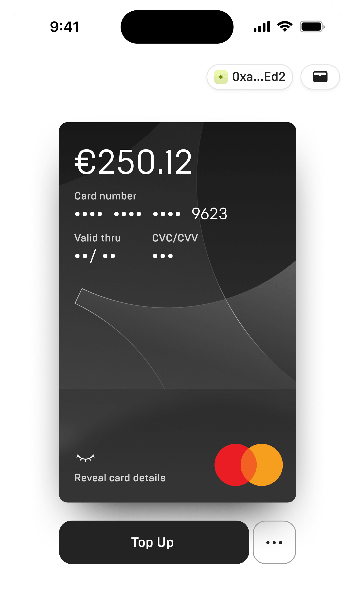 Black Spend card design